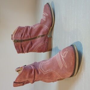 Sundance Etta Boots Pink Suede‎ Slouchy Ankle Booties size 36